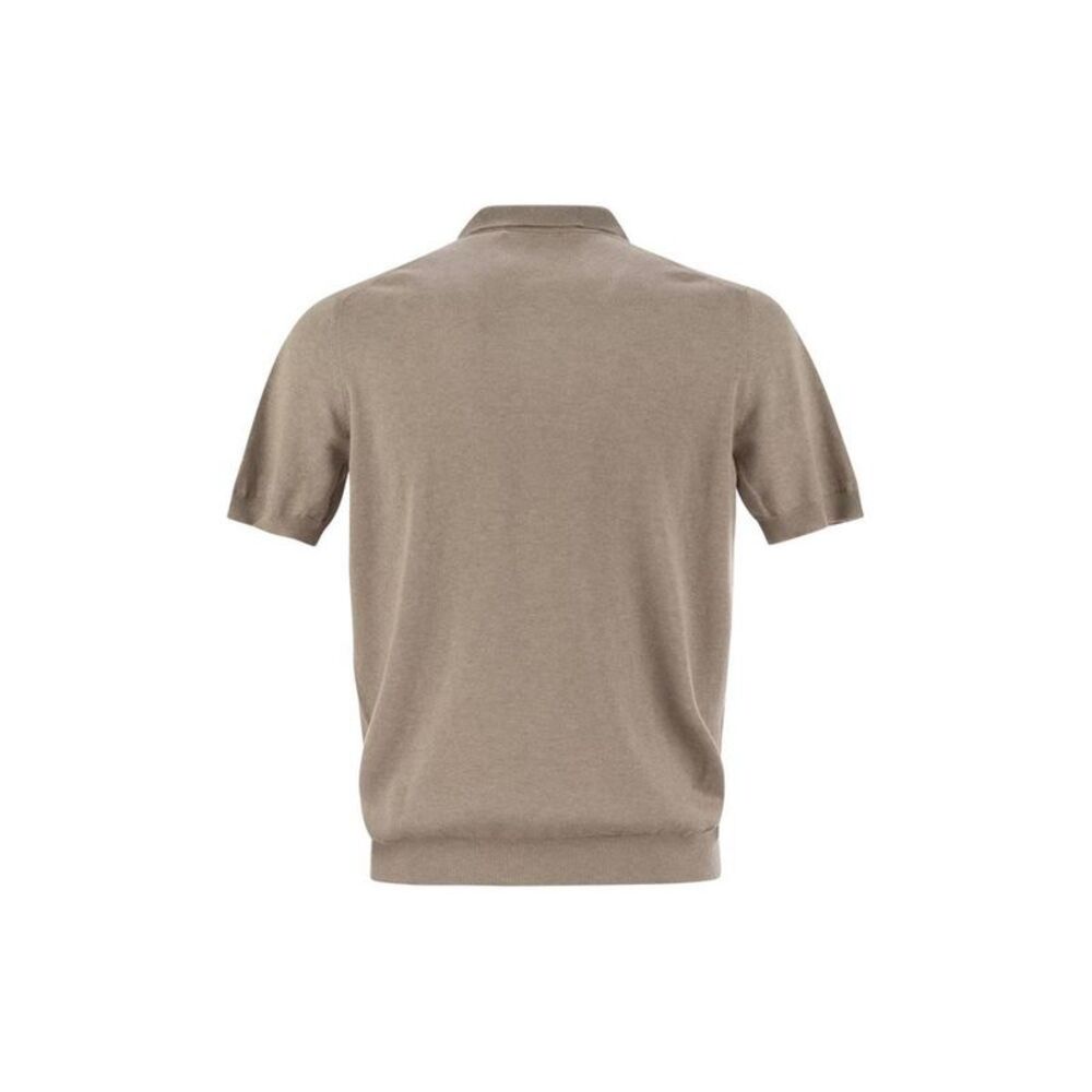 TAGLIATORE Men's Short Sleeve Knit Polo Shirt Men Beige T-Shirts